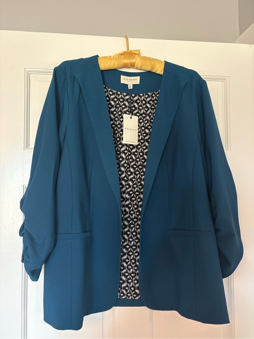 New Skies Are Blue Curvy Teal Open-Front Blazer